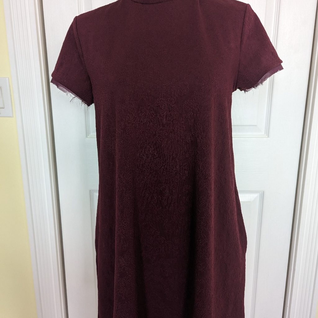 High Neck Babydoll Dress With Pockets